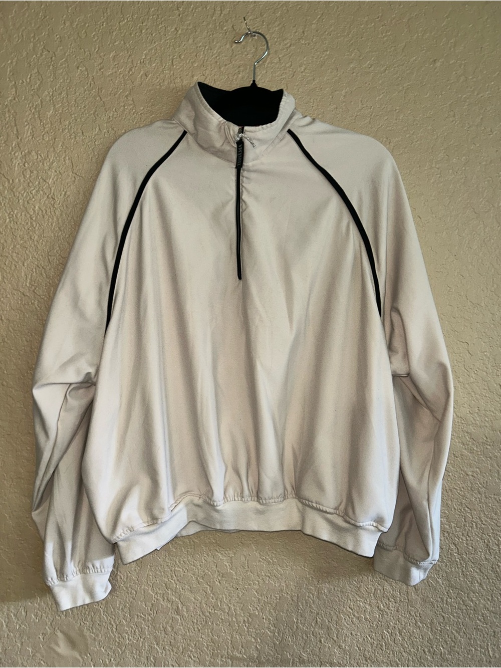 TEHAMA Cream Quarter-Zip Pullover with Black Piping